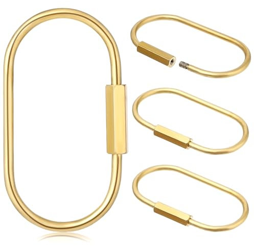 oruola 4 Stück Messing-Schlüsselanhänger,Messing Schlüsselring mit Schraubverschluss,Brass Screw Lock Key Chain Ring,Schlüsselanhänger aus Messing für Schmuckherstellung Handtaschen DIY Zubehör
