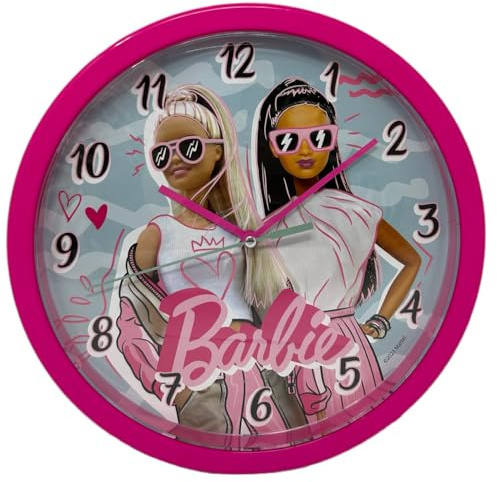 CARTOON Analoge Kinderwanduhr, 25 cm, für Spielzimmer (Barbie)