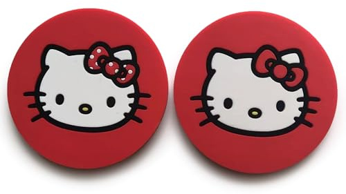Hello Kitty Sottobicchieri auto | Hello Kitty Coaster | Accessori per auto | Articoli per la casa | roba | Silicone antiscivolo diametro 7 cm | Set di 2 | Rosso | Licenza ufficiale
