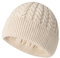 CHATSZ Wintermütze, Strickmütze mit Bündchen und elastischem Rand, Skullcap, Uni, warme Skimütze für Herren und Damen, Beige, 0