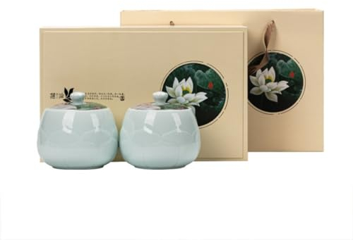 YAMEQGCE Contenitore per Zucchero Barattolo per tè Sfuso Barattolo sigillato in Ceramica Contenitore per Cucina Barattolo per tè Cinese Set per Doppia Confezione Regalo Contenitore per caffè