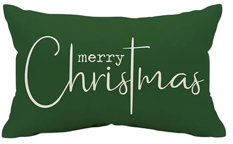 Kissenhülle Fell Weihnachtskissenbezüge, Frohe Weihnachten, Dekokissen, dekorativ, weihnachtlicher roter Baumwollstoff, Leinenstoff, Kissenbezug, Sofabezug, dekorativ, rechteckig, (Green, One Size)