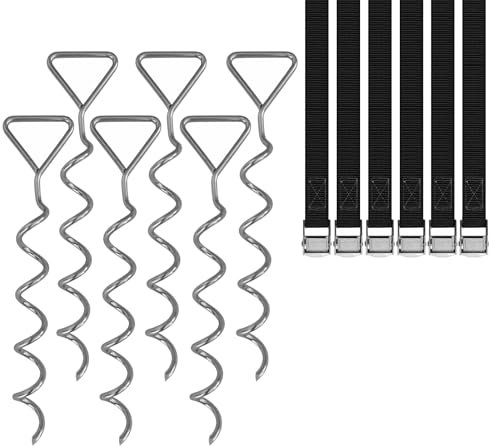 Baunsal® Sturmsicherung 6 x (SL) für Trampoline Befestigung Boden Sturmanker Trampolin Sturmhaken Bodenanker Sturmsicherung Vorzelt Sturmsicherung Gartenhaus Erdnägel Sturmsicherung Pavillion