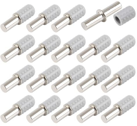 20 Stück Regalbodenträger, Ø5mm*25mm Bodenträger Einlegeboden Halter mit Anti-Rutsch Gummimanschette, Glas Regalbodenhalter für Schrank Möbel Bücherregal (Mitte)