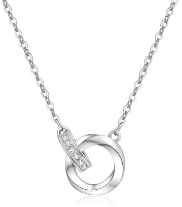 VEEDOFA Halskette Damen 925 Sterlingsilber, Unendlichkeitssymbol Herz-Anhänger mit Zirkonia, Silberkette für Frauen mit Gravur, Elegantes Schmuckgeschenk als Geburtstagsgeschenk