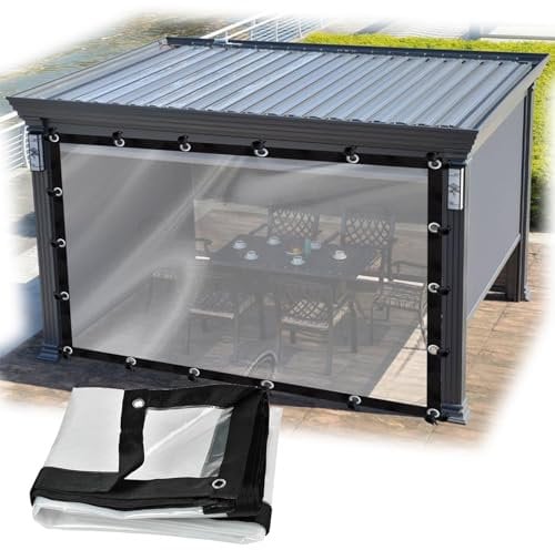 Personalizzabile Resistente ai raggi UV Trasparente PE Tarp Esterna Impermeabile Pergola Pannelli laterali con Occhielli Telone di Plastica Resistente alle intemperie per 10x4' Pergola Dimensioni