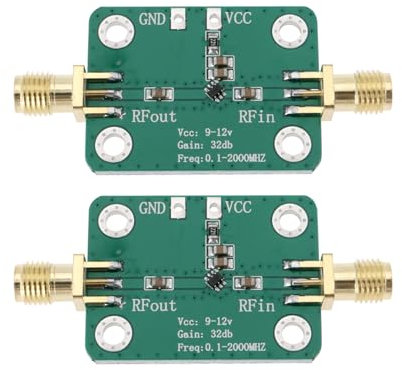 Create idea 2 Piezas Amplificador de Banda Ancha RF de 9V-12V 30dB Módulo de Banda Ancha LNA de Bajo Ruido 0,1-2000 MHz Módulo AMP para Receptor de Control Remoto de Radio FM de Onda Corta