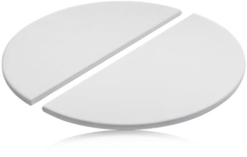 Half-Moon Heat Deflector Plates for Kamado Joe Big Joe I, II, III, Replacement Parts BJ-HDP Indirect Cooking Cordierite Heat Deflector Plates Accessories for Kamado Joe 24 Grill Smoker, White 2-Pack