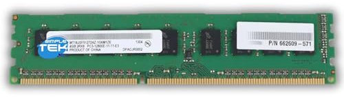 SIMPLETEK - Modulo RAM DDR3 4GB | PC3-12800E, 1600MHz, 1.5 V | Memoria ECC ideale per Server e Workstation (Ricondizionato)