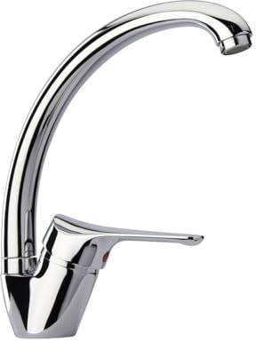 Yellowshop - Miscelatore lavello cucina rubinetteria lEIRA canna alta, doccetta estraibile, a muro, canna bassa in ottone cromato flessibile inox Made in Italy (Canna alta)