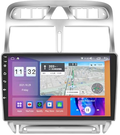 Android 14 Car Radio for Peu-geot 307/307CC/307SW 2002-2013 Wireless Carplay Android Auto GPS Navi WiFi 9 inch Stereo with Mirror Link Bluetooth FM/RDS/DAB/OBD/DVR/SWC AHD Camera(Color:4 CORE 1+16G)