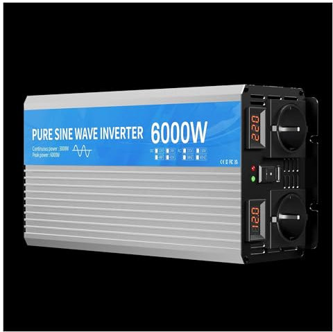 Inversor De Corriente para Coche Convertidor De CC A CA 5000 W 6000 W 24 V 230 V Convertidor De Onda Sinusoidal Pura De 12V A 220 V Transformador Inversor Onda Pura(6000W-12V-220V)