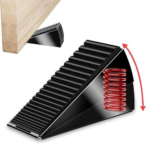 Wonninek Strongest Large Door Stopper, Heavy Duty Stainless Steel Rubber Spring Door Stop, 3 Inch Adjustable Spring Loaded or Indoors & Outdoors, Wall Protector for Heavy Doors