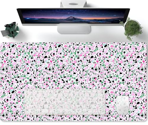 Mauspad XXL Bunt gesprenkeltes Muster Mousepad groß Motiv Tischunterlage Large Size verbessert Präzision und Geschwindigkeit auch für Roccat Razer Logitech Maus und Tas - 600x300mm