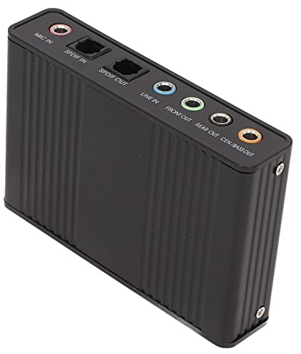 UPALDHOU USB -Audioadapter 5.1 Kanal Externer Soundkarte für PC, 48 kHz Abtastrate Analog/Digital, XP/Vista/ 7 (Black)