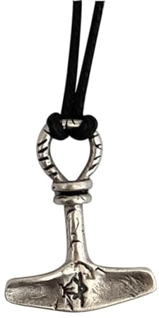 Martello di Thor, Ciondolo VIKINGS placcato argento con collana. Mjöllnir Amuleto norreno vichingo Forza e Protezione. Idea Regalo originale appassionati Fantasy Cosplay. Modello unico artigianale