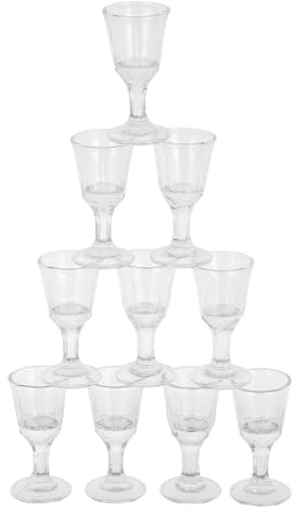FONDOTIN Bicchieri Da Liquore in Vetro, Calici Da Vino Da 10 Ml, Set Da 10 Pezzi, Base Stabile, Bordi Arrotondati, Per Aperitivi e Uso Domestico