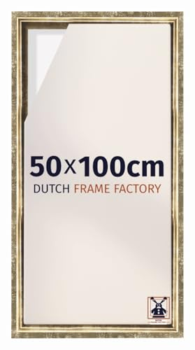 Dutch Frame Factory - Schattenfugenrahmen 50x100 cm Gold Antik - MDF | Schattenfugenrahmen für Leinwände, Geeignet für Leinwände bis 2 cm Dicke, Ohne Rückwand und Glas, Made in Holland