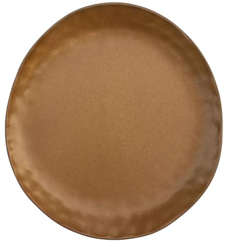 Elegant Western Dining Handcrafted Ceramic Dinner Plate, Irregular Frosted Matte Brown Tableware, Microwave & Dishwasher Safe