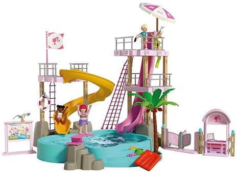 PLAYMOBIL | Barbie | Wasserpark | Sommerabenteuer mit Barbie Nikki & Daisy | Großer Wasserpark mit echtem Wasser befüllbar | Inkl. Rutschen & Pool | Malibu‑Sommerträume für Kinder ab 4 Jahren | 72120