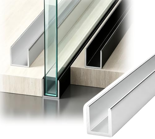Fixed Panel Shower Door Deep U Channel, Frameless Glass Edge Retainer Trim | Aluminum Embedded Frameless Shower Glass Track, for 1/8 3/16 5/16 5/8 Thick Partition(Silver,8mm (0.31))