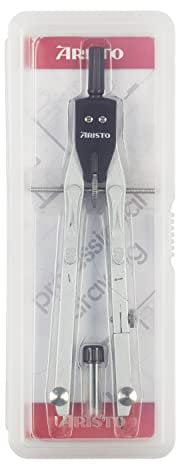 Aristo AR55441 College Schnellverstellzirkel (2 Gelenke, max. Durchmesser der Zeichenkreise 340mm, inkl. Zirkel Ersatzminen) silber weinrot