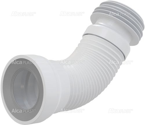 Alca - Extensión acodada flexible para para tubería de inodoro, universal, 100–120 mm, WC de 80–110 mm