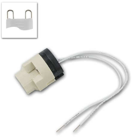 EGB G9 Lampensockel, Keramik mit Hartplastikfuß, Miniatur, 26mm, 2x PTFE-Leitungen, je ca. 150mm