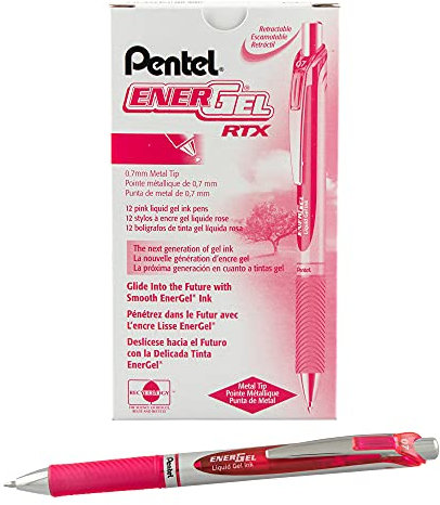 Pentel EnerGel XM BL77 Gelschreiber mit Druckmechanik, pink (12 Stück)