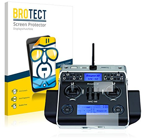 BROTECT Schutzfolie für Graupner MC-32 HoTT | 2 Stück Transparenter Displayschutz Made in Germany Klare Displayschutz-Folie Clear Einfache Montage Case-Friendly