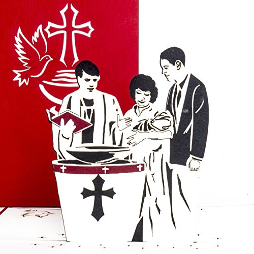 3D Pop Up Karte zur Taufe - Taufkarte für Jungen & Mädchen, edel & ausgefallene Pop Up Taufkarte als Geschenk, Gutschein, Einladungskarte, Dekoration & Geldgeschenk