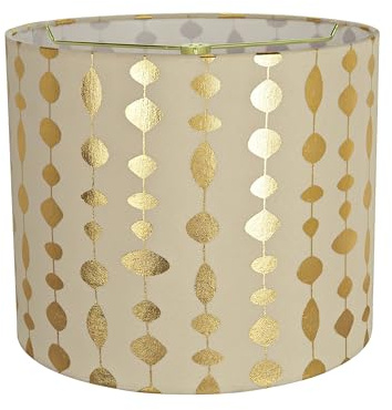Aspen Creative 31097 Transitional Drum (Cylinder) Shaped Spider Construction Lamp Shade in Beige & Gold Print, 30.5 cm Wide (30.5 cm x 30.5 cm x 25.4 cm)