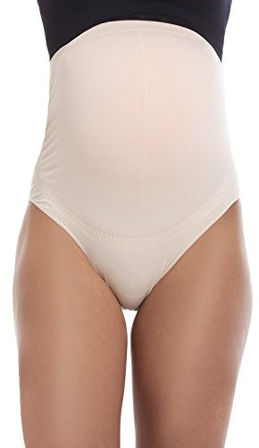 Camille Womens Over The Bump High Waist Maternity Full Briefs Small Beige