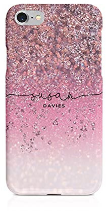 Personalised Compatible with iPhone 6 & 6s Tirita Hard Case Cover PRINTED GLITTER, NOT REAL GLITTER Faded Glitter Marble Bling Sparkly Luxury Custom Initials Name Bling