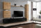 All4All Wohnwand SW 8 - Wohnzimmermöbel - Schrankwand für Wohnzimmer - Wohnzimmerschrank - Anbauwand Hängend - Modern Wotan+Schwarz 21