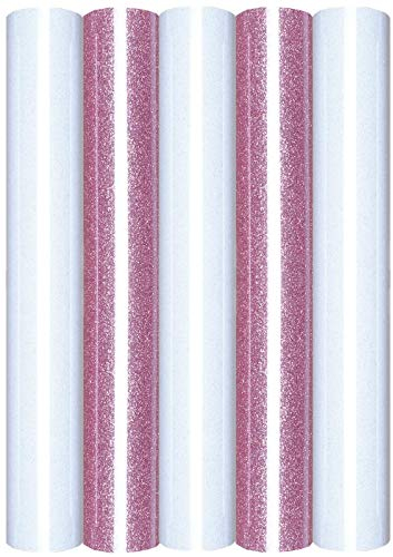 5er Set Glitter/Glitzer 20x30 cm Transferfolie/Textilfolie zum Aufbügeln auf Textilien - perfekt zum Plottern geeignet, Glitter 2:5er Set White&Rosé Gold