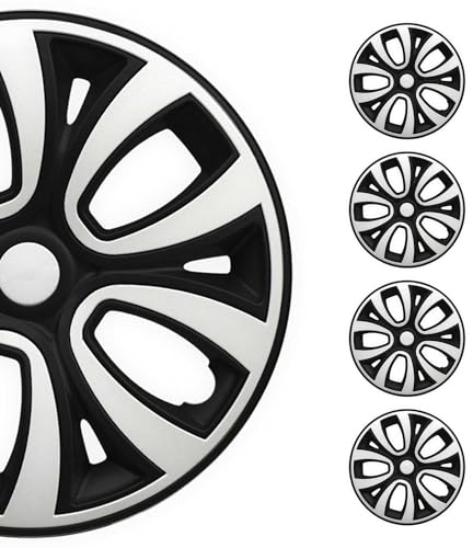 OMAC 4X Radkappen Radzierblenden Radblenden 16 Zoll Stahlfelgen Glänzend Schwarz-Weiß