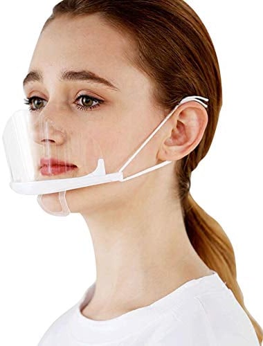 AIEOE 10 Stück Visier Arbeitskleidung Mund Nasen 8cm Transparent Kunststoff Service Chef Restaurant Küche Café Schutz vor Flüssigkeiten