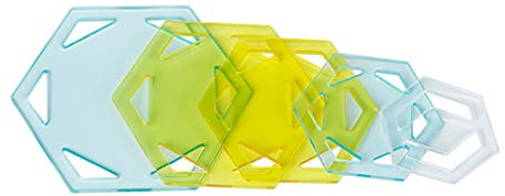CUTOOP 5 x transparente Acryl-Quiltvorlagen Muster Schablonen Kunst Decor für Lederhandwerk Patchwork Lineal Nähwerkzeug-Set Hexagon