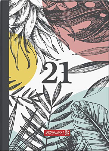 BRUNNEN 1073115011 Taschenkalender Modell 731 15, 2 Seiten = 1 Woche, 10 x 14 cm, Grafik-Einband Azulejo, Kalendarium 2021