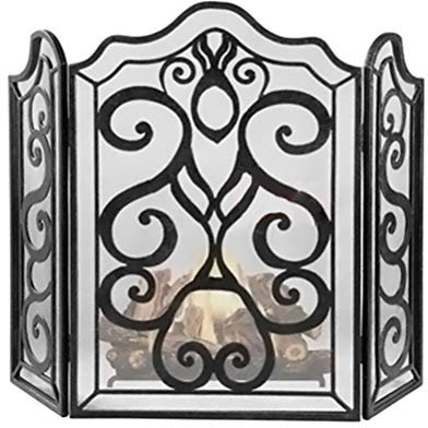 Kaminschutz ABL Panel 3 Eisen Kamin Bildschirm, Schwarzer Funkenschutz Net, Kamin Dekoration, Kinder Haustier-Sicherheits-Feuer Zaun, 63X30X93CM