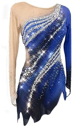 LIUHUO Eiskunstlauf Bekleidung Mädchen Frauen Wettbewerb Kleid Performance Wear Teens Training Dancewear Salsa Blue Girls, Blau, M