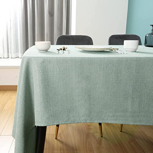 SEASHORE TREE Rectangle Table Cloth – Wipe Clean Tablecloth, Thick Faux Linen Waterproof Table Cover for Dining Room, Kitchen, Home, or Restaurant, Celadon Green 118.1 x 57.1