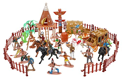 NUOBESTY West Cowboys Indians Figuren, Wild West Cowboys Indianer Modelle Soldaten Figur Kriegsspiel Spielzeug für Sandkasten Dekoration Lernspielzeug