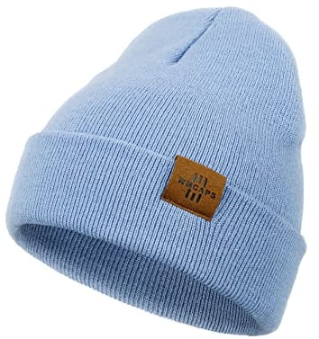 Mütze Kinder Jungen, Warme Weiche Wintermützen für Mädchen Kleinkind Baby, Doppellagige Strickmütze Kinder (Hellblau)