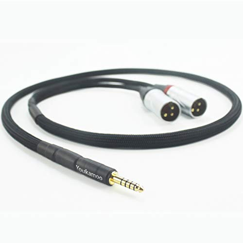 Youkamoo 4.4mm to Dual XLR Male Balanced Audio Headphone Adapter Silver Plated Cable 5 FT 1.5M 4.4mm to XLR