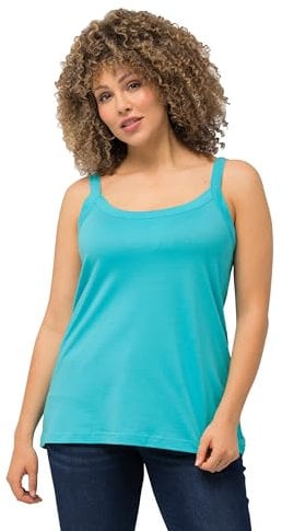 Ulla Popken Damen große Größen Übergrößen Plus Size Spaghettitop, Rundhals, Modalmix, ärmellos