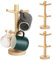 YAYODS 3 Set Wooden Mug Tree, Free Standing 6 Cup Holder with Base, Wooden Cup Tree Stand for Tea Coffee Mug Hooks, Paper Towel