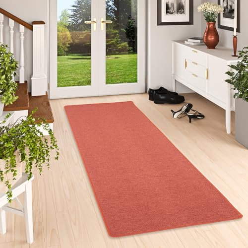Snapstyle Feinschlingen Läufer Velour Teppich Strong Terrakotta in 9 Größen