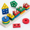Wisplye Holz Sortier und Stapelspielzeug, Farben und Formen Puzzle-Stapler, Montessori Early Educational Block Puzzles für 1 2 3 Jungen und Mädchen Geschenk Weihnachten